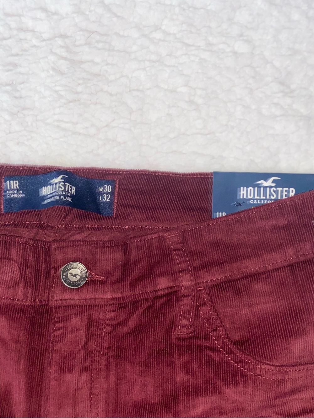 Hollister Juniors’s Deep Wine Corduroy Jeans